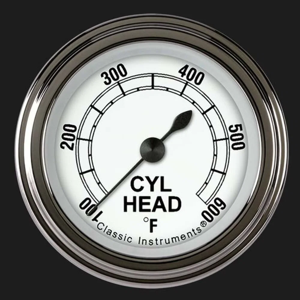 Classic White 2 1_8_ Cylinder Head Temp. Gauge CW197SLF